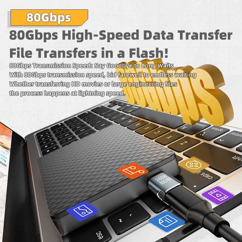 USB4 Thunderbolt4/3 adaptador magnético USB C a tipo C 240W 80Gbps Cable convertidor de carga magnético de carga rápida adaptador 8K para Mac - imagen 4