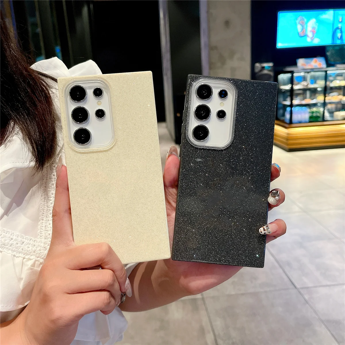 Funda de lujo IMD con purpurina dura de Color caramelo para Samsung s25 ultra 24 23 plus 21 fe 22 plus s25 plus, funda de PC suave de silicona híbrida - imagen 5