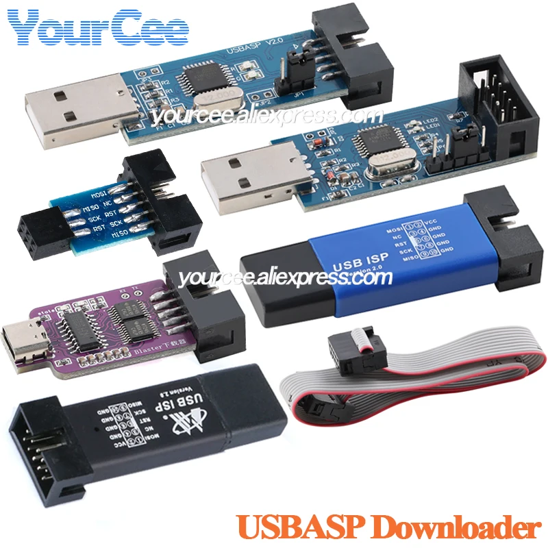 Programador USBASP USBISP AVR USB ISP USB ASP ATMEGA8 ATMEGA128 compatible con Win7 64 módulo de cable de 10 pines + placa adaptadora de 10 pines a 6 pines