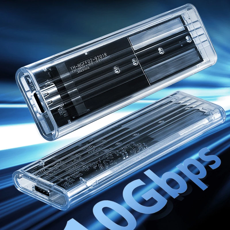 Caja M.2 NVME PCIe/NGFF SATA SSD, carcasa externa transparente, USB tipo C 3,1, 10Gbps, M2 B + M Key/M Key para caja de disco duro SSD de 4TB - imagen 5