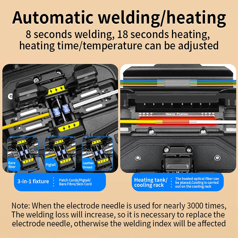 COMPTYCO-empalmador de fusión de fibra óptica L-90C, máquina de soldadura multilingüe con núcleo de fibra óptica de seis motores, función VFL OPM integrada - imagen 5