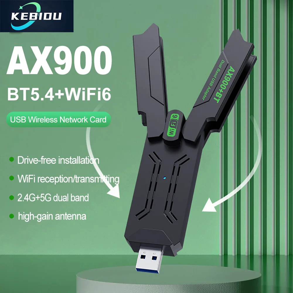 Adaptador 2 en 1 AX900 WiFi 6 Bluetooth5.4, Dongle USB de doble banda, 2,4G y 5GHz, tarjeta de red WiFi USB, receptor Wlan inalámbrico, controlador gratuito