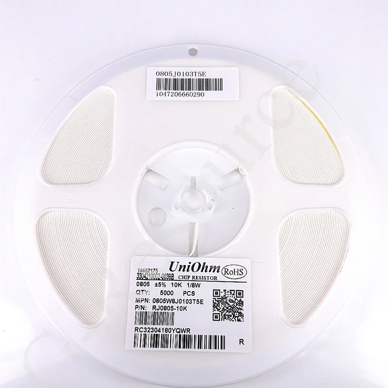 (100 piezas) 0805W8J0103T5E Resistencia al parche 0805 10KΩ 5% 1/8W 0805 - imagen 2