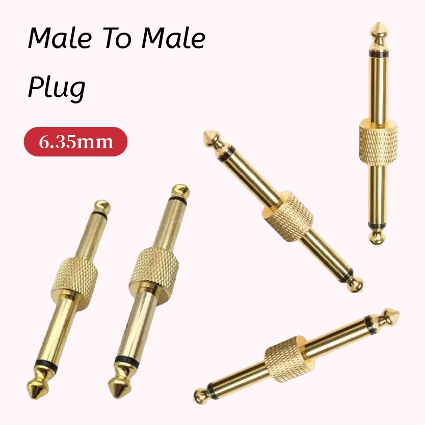 Acoplador de pedalera chapado en oro, enchufe de soldadura macho a macho de 6,35 mm para conectar pedales de efectos de guitarra sin cables