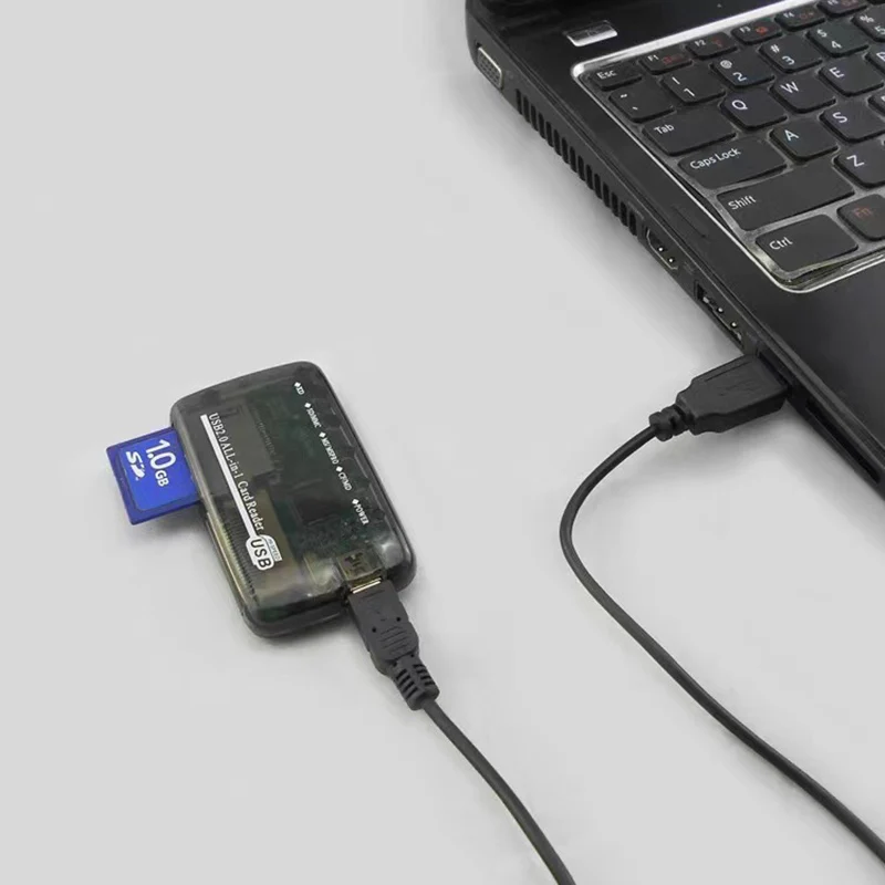 Lector de tarjetas USB 2,0 Dongle CF MS TF M2 XD SD grabador de tarjetas de memoria 480Mbps vista adaptador de transferencia de datos Plug Play lector transparente - imagen 3