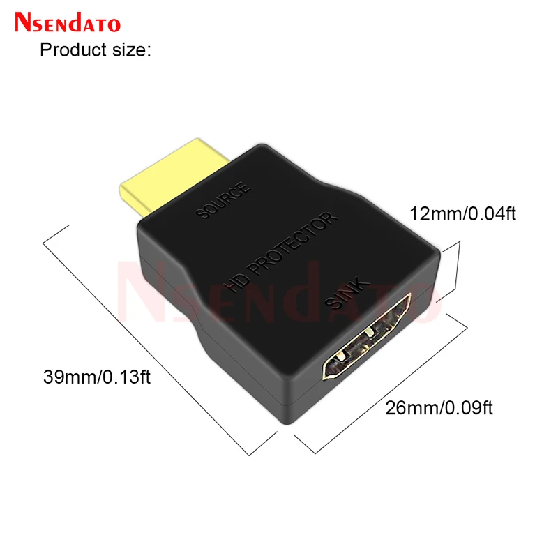 Mini Protector de sobretensiones HD portátil para protección contra sobretensiones, protección contra rayos ESD, adaptador de conector Compatible con HDCP, HDTV, DVD, PC - imagen 3