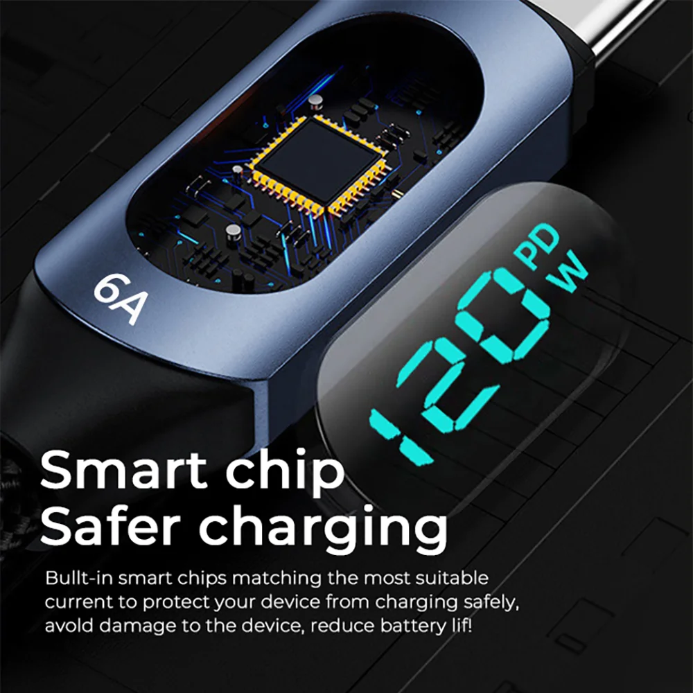 NNBILI 120W Cable USB tipo C para Huawei Honor Xiaomi Samsung 100W súper carga rápida USB C a USB C Cable de datos Cable - imagen 3