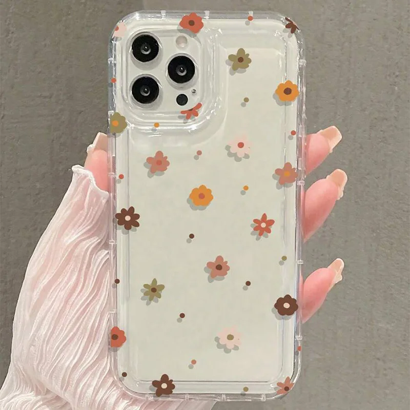 Funda de teléfono transparente a prueba de golpes con patrón Floral para iPhone 11 12 13 14 15 16 17 Air Pro Max XR XS X 7 8 Plus SE2 funda suave - imagen 3