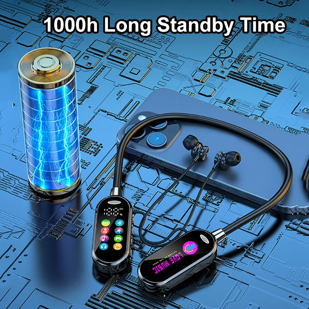 Auriculares Bluetooth 5,4, auriculares con banda para el cuello y pantalla LED, auriculares inalámbricos con reducción de ruido para Monitor de auriculares KTV Live - imagen 2