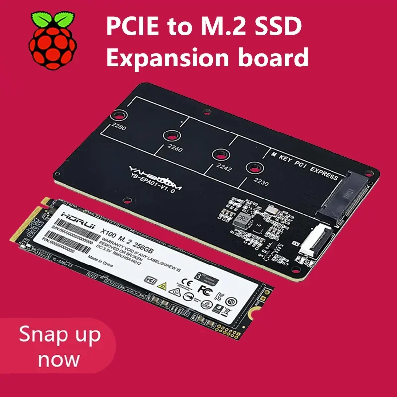 Raspberry Pi 5 PCIE dedicado a M.2 NVME SSD Placa de expansión de unidad de estado sólido 2230 2242 2260 2280 compatible con enfriador activo Pi5 - imagen 2