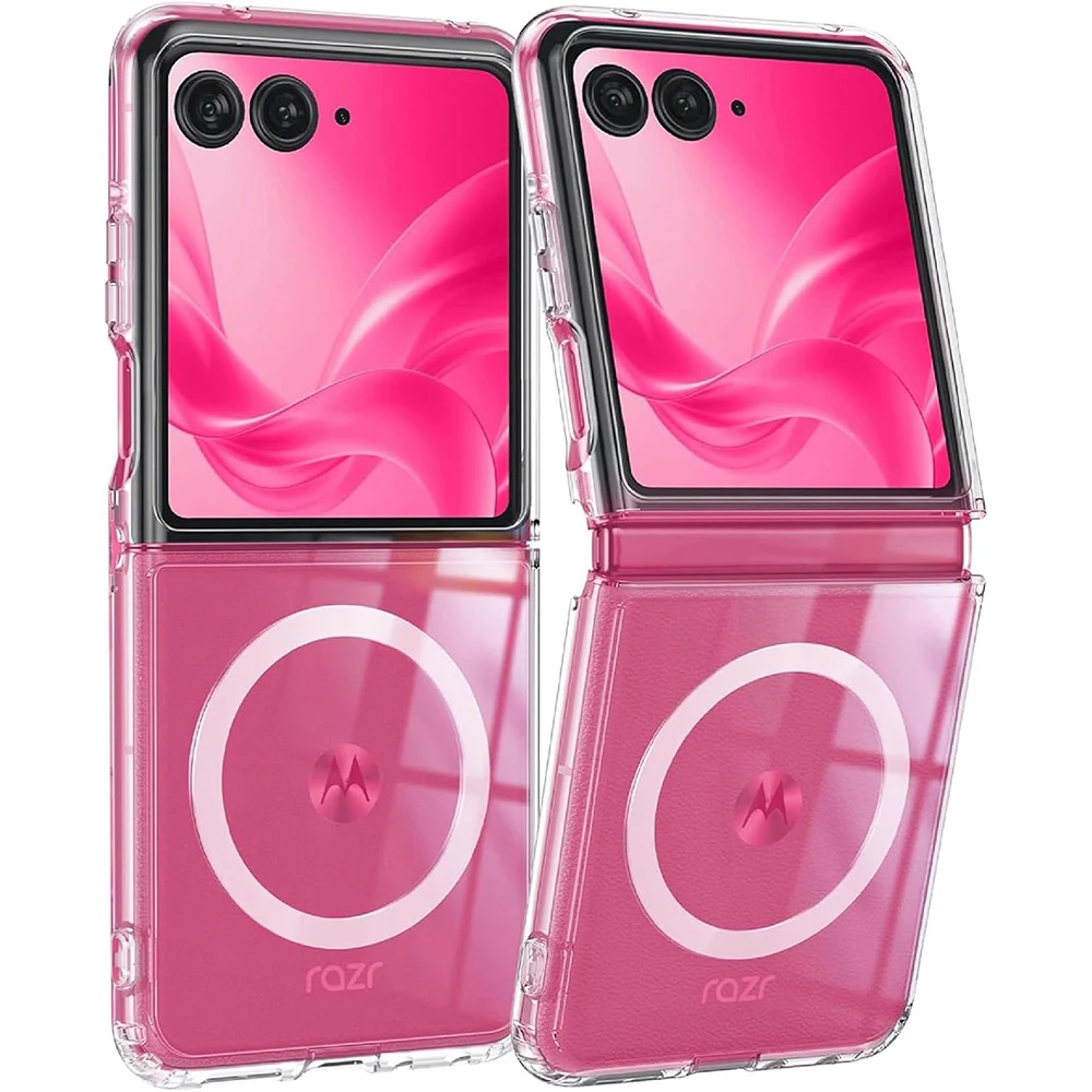 Funda para carga inalámbrica magnética Magsafe, cubierta transparente de plástico duro para Motorola Moto Razr 60 50 Ultra Plus 2025 2024