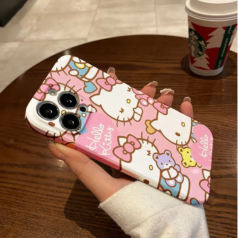 Sanrio-funda de Hello Kitty Cinnamoroll para IPhone, carcasa brillante HD para IPhone 16, 15, 14, 13, 12, 11 Pro Max, XS, XR, XSMax, 6, 7, 8 Plus - imagen 4
