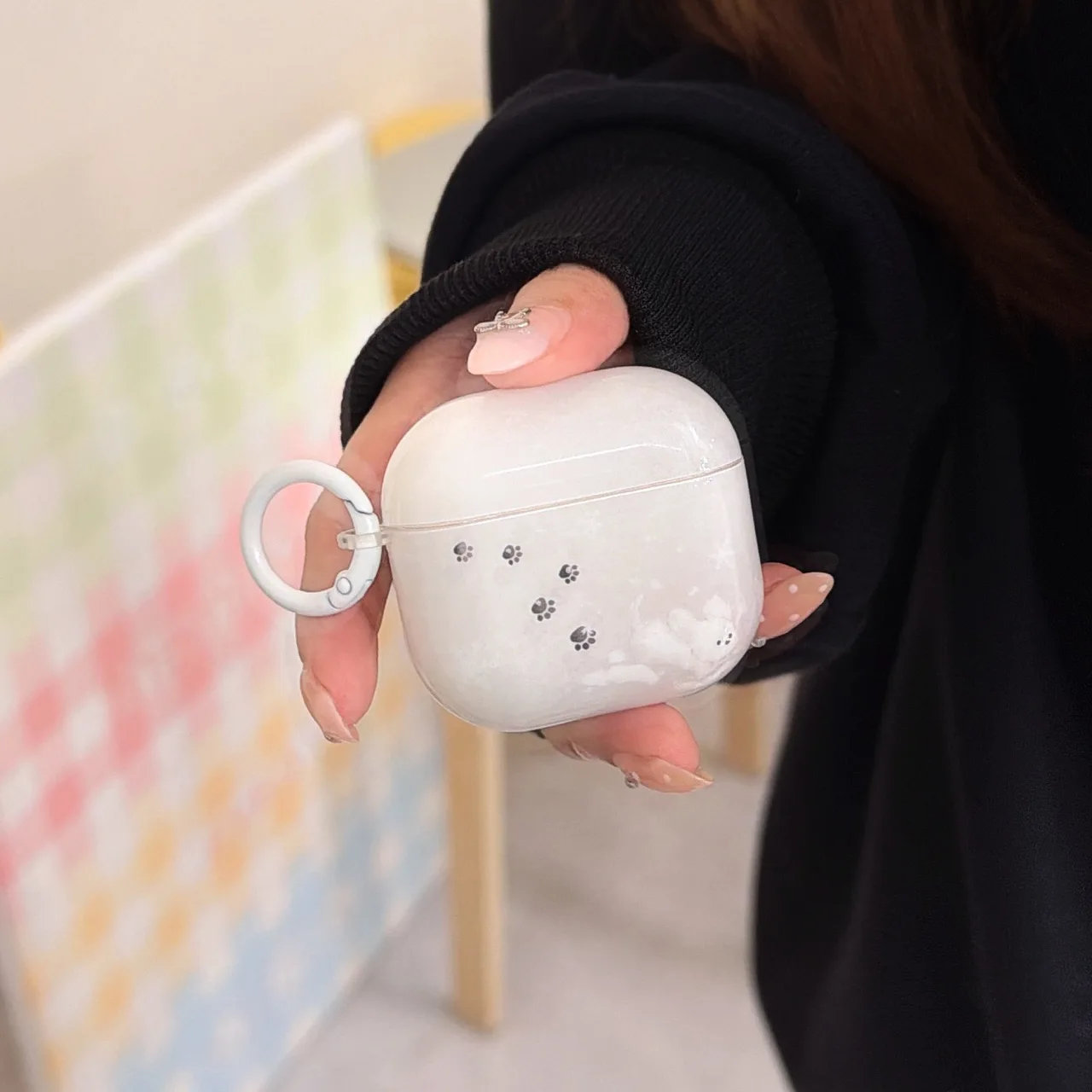 Funda para auriculares brillante con diseño de palabras de gato negro para AirPods Pro 2 3 4 Pro3, funda protectora para caja de carga inalámbrica Bluetooth - imagen 3