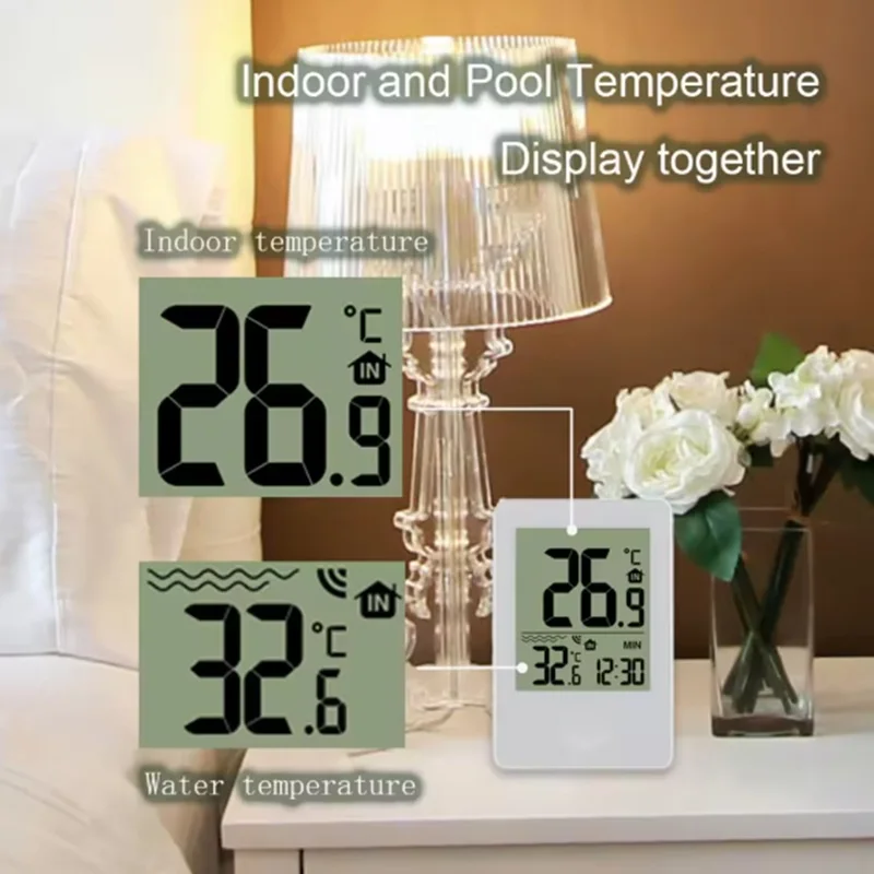 Termómetro Digital para piscina, baños, acuario, pantalla LCD, flotantes para exteriores, conexión inalámbrica - imagen 4