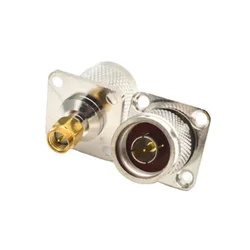 Adaptador RF N macho a SMA macho con brida para fijación