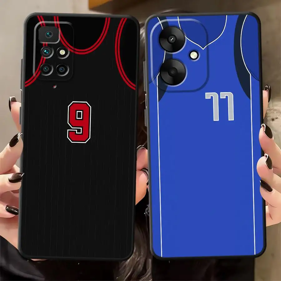 Funda de teléfono suave negra para Xiaomi Redmi A3 12C A4 A1 A2 Plus 14C 13C 10 K40 K80 Pro 9 A5 diseño Digital de baloncesto