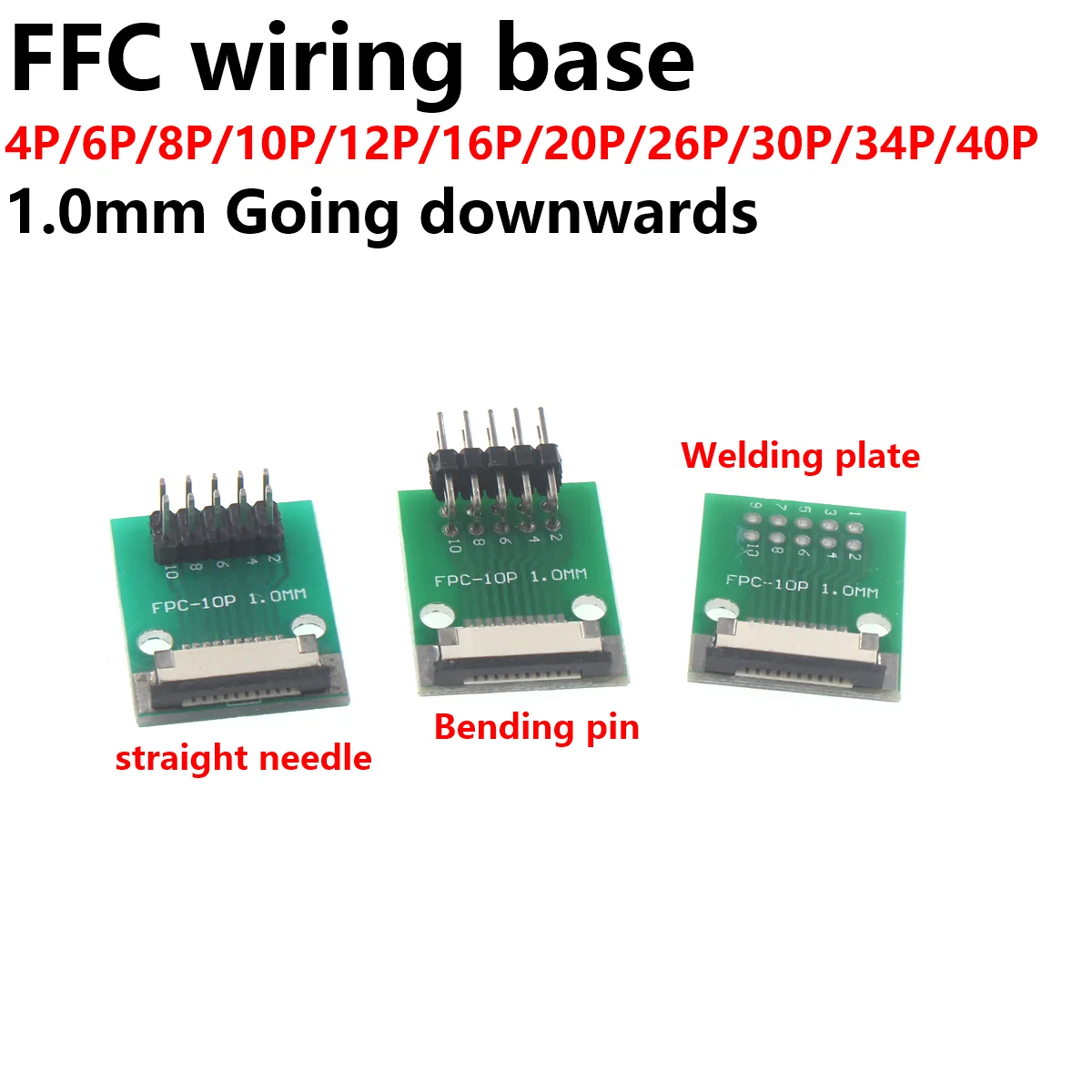 Adaptador SMT de conector de paso 4P-50P de 0,5mm a orificio de 2,54mm y 1,00 pulgadas, Cable FPC FFC, placa soldada + pin recto de doble fila