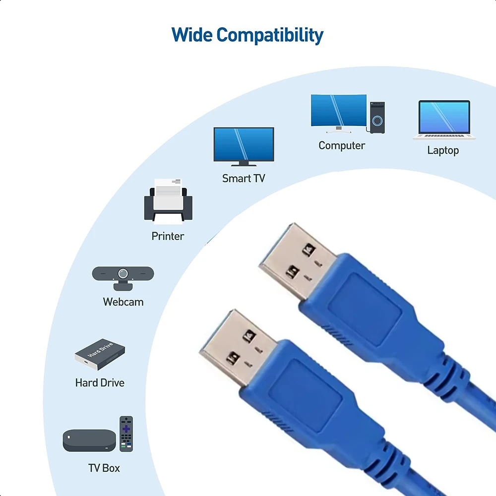 Cable USB 3,0 Cable de datos USB 3,0 macho a macho Cable doble USB 3,0 macho para disco duro portátil Cable USB 3,0 HDD - imagen 3
