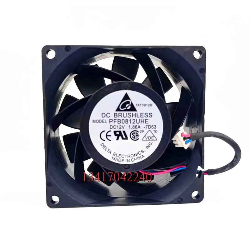 Nuevo original PFB0812UHE 8cm 8038 12V 1.86A ventilador de refrigeración violento de tres cables - imagen 4