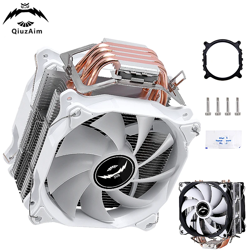 QiuzAim-procesador de CPU X79 X99 refrigerado por aire, 4 tubos de calor, ventilador de 120mm, silencioso, instalación de 4 pinesPWM, LGA2011 2066 AMD FM2 AM3 AM5 - imagen 2