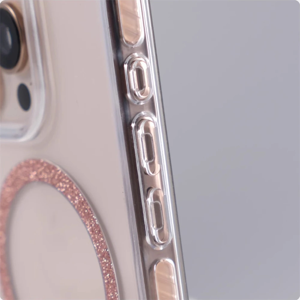 Anillo magnético transparente con purpurina para funda de parachoques Magsafe para iPhone 16 Pro Max 16e 15 14 13 12, cubierta de borde suave con carga inalámbrica - imagen 4