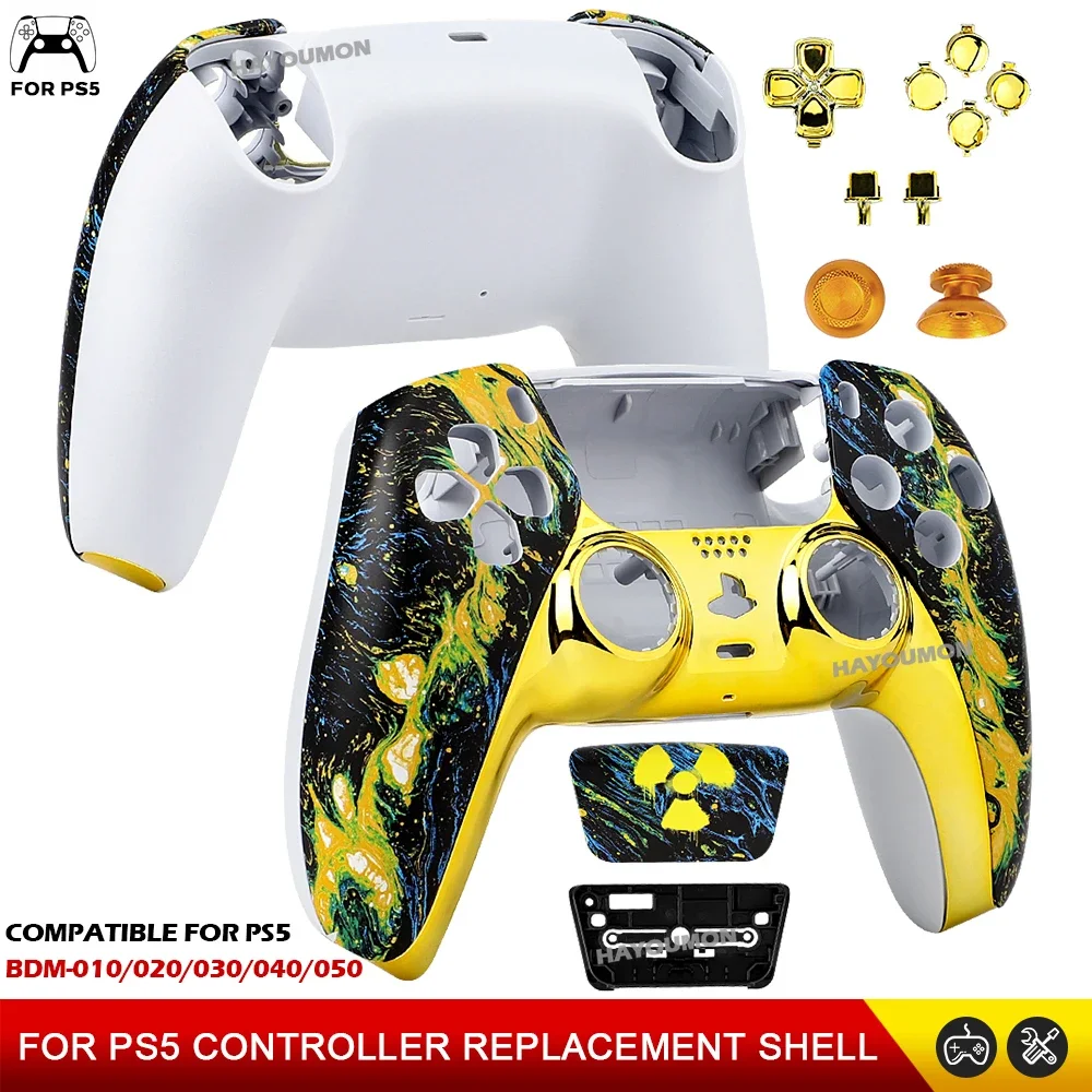 Carcasa de repuesto duradera para panel táctil, carcasa frontal y trasera para controlador PS5 BDM-010/020/030/040/050 w, tapa 3D galvanizada