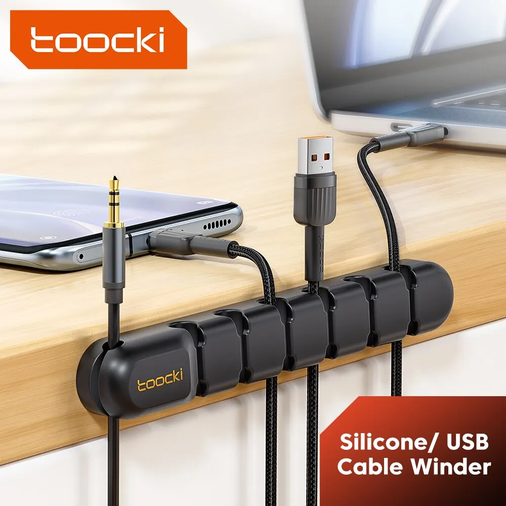 Toocki organizador de cables, soporte de 7 orificios, Clip enrollador de escritorio USB Flexible para ratón, teclado, Cable USB tipo C