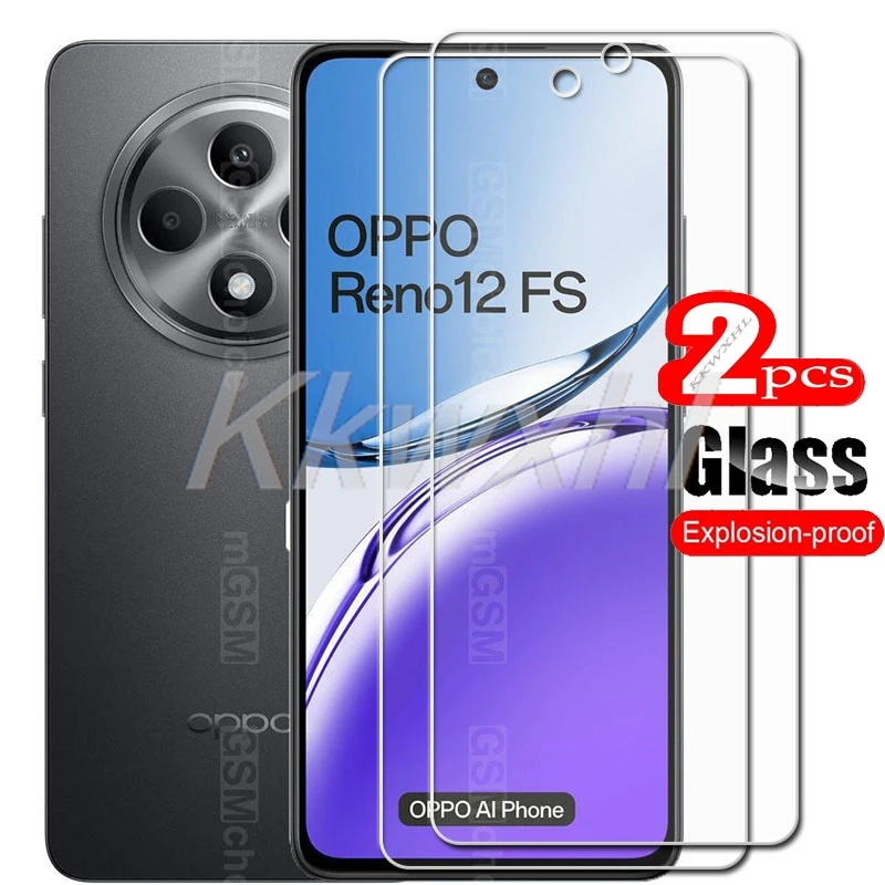 2 uds para OPPO Reno12 F FS 4G 5G 6,67 "cubierta de vidrio templado en Reno12F Reno12FS Reno 12F 12FS Protector de pantalla película transparente