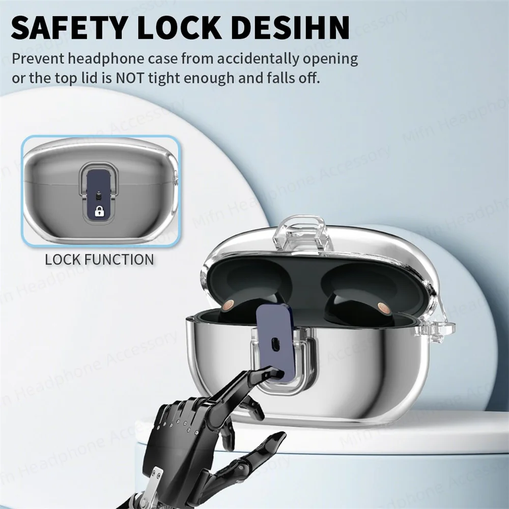 Nuevo para SONY-Wf 1000XM5 funda con interruptor funda para auriculares llavero transparente Protector de auriculares inalámbricos para 2023 Sony WF-1000XM5