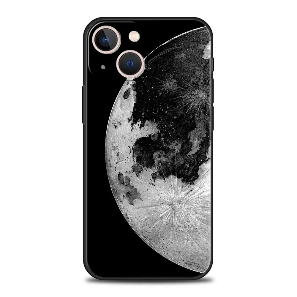 Funda de teléfono de lujo con ojos de Ángel, sol, luna, divertido, para iPhone 13, 15, 14, 12, 11 Pro MAX, XR, X, SE, XS, 7, 8 Plus, cubierta protectora negra suave - imagen 3