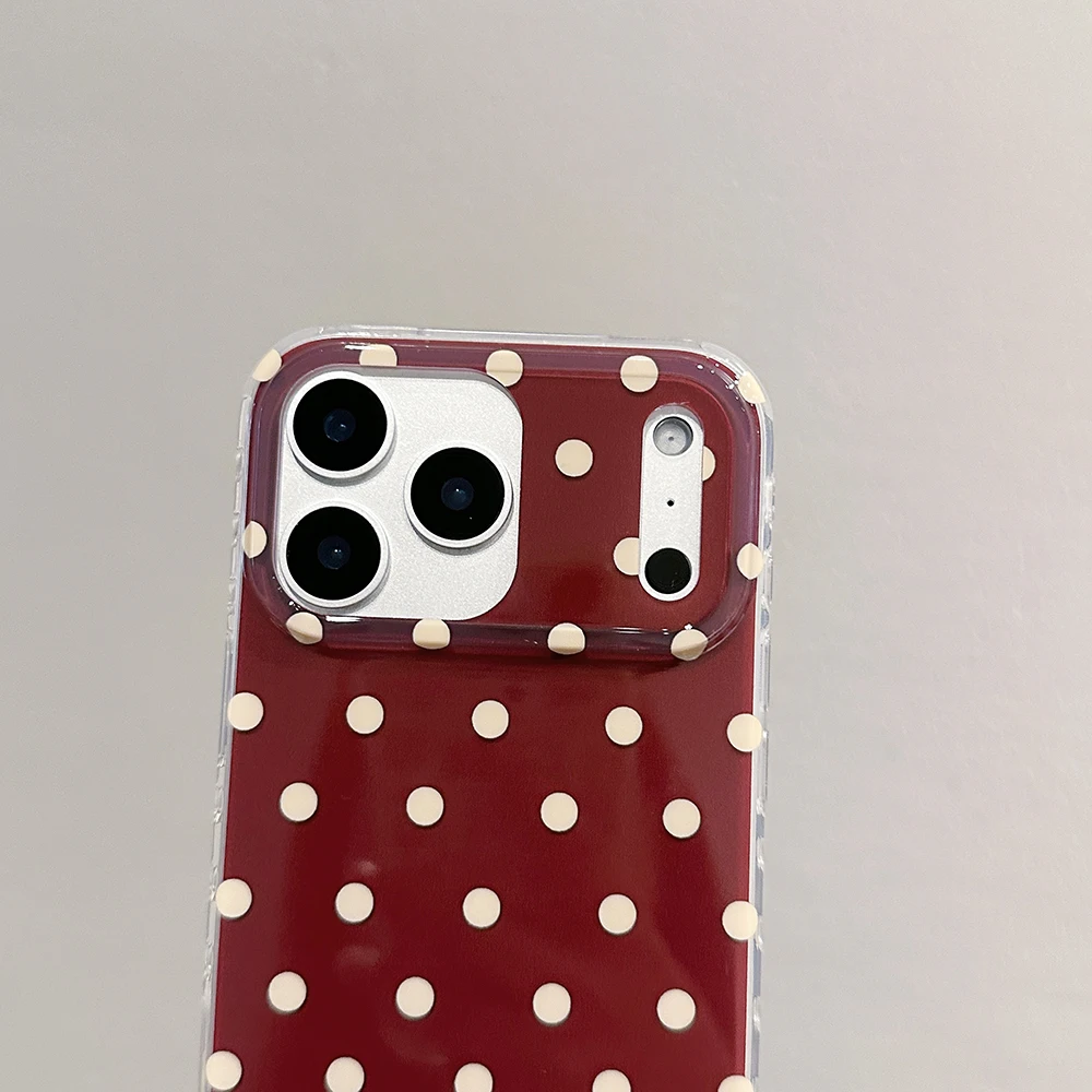 Funda de teléfono Simple de lunares rojo vino para IPhone 13, 15, 14, 16 Pro Max, funda protectora a prueba de golpes para Iphone 17 Pro 17promax - imagen 5