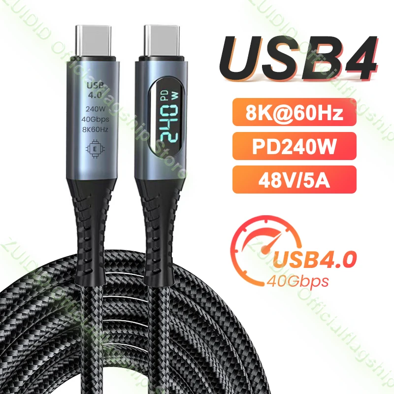 Cable USB4 USB-C 40Gbps - Carga rápida 240W 8K 60Hz