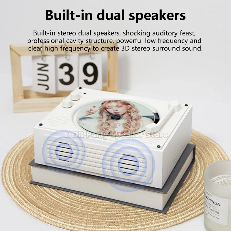 Reproductor de CD Retro, soporte recargable, CD BT, USB, 3,5mm, AUX, reproductor de CD portátil, inalámbrico, Compatible con Bluetooth, altavoces de música 5,3 - imagen 4