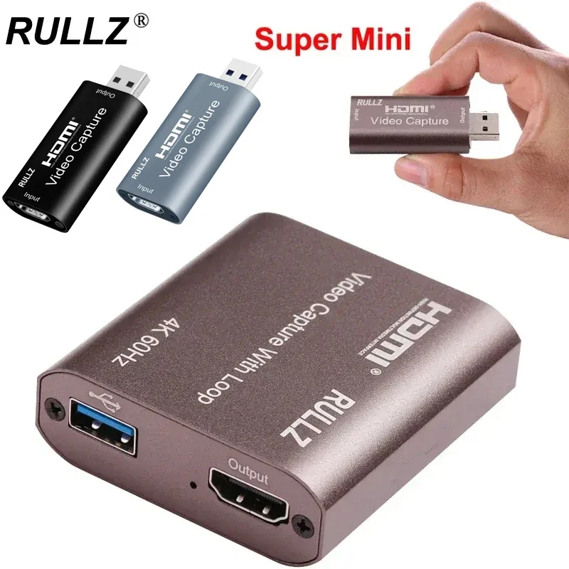 Tarjeta de captura de vídeo HDMI 4K 60Hz USB 2,0 3,0 salida en bucle de TV U3 1080P 60fps placa de grabación de juegos caja de transmisión en vivo para cámara PS4