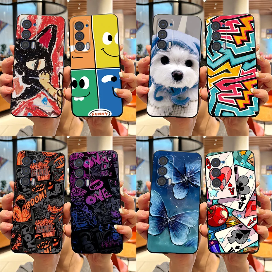 Funda para Motorola Edge (2021) / Edge 5G UW (2021) fundas de teléfono funda trasera suave de silicona con dibujos de gatos bonitos para MOTO Edge 2021 XT2141