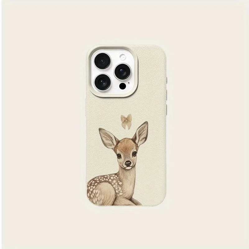 Funda de teléfono con textura de lichi y diseño de lazo de ciervo para iPhone 11, 12, 13, 14, 15, 16, 17 Pro Max 17 Air 15 14 Plus X XS XR 16E, funda suave - imagen 5