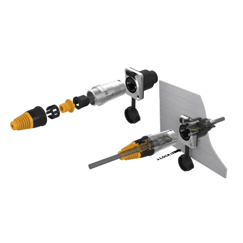 YT-RJ45 enchufe de cable de red a presión 8P8C macho hembra Ethernet PCB conector de aviación impermeable enchufe de grado Industrial IP67 - imagen 3