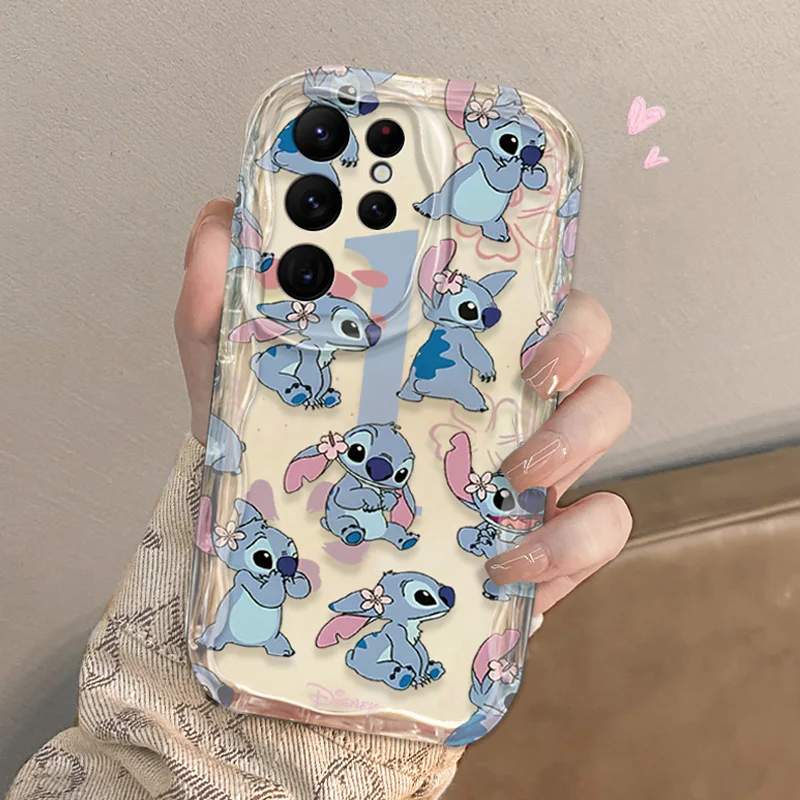 Funda trasera Disney Stitch Angel Clear 3D Wave para Samsung Galaxy S24 Ultra S23 S22 Plus S21 S20 FE A25 A55 A35 A15 A05 A05S - imagen 3
