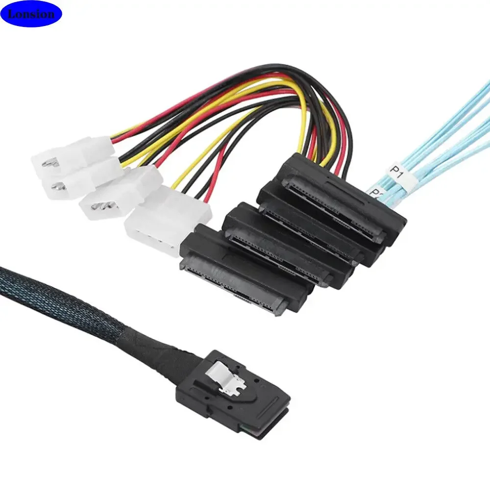 Cable adaptador de servidor MINI SAS SFF-8087 a 4 puertos MINI SAS SFF-8482 con ENERGÍA - imagen 2
