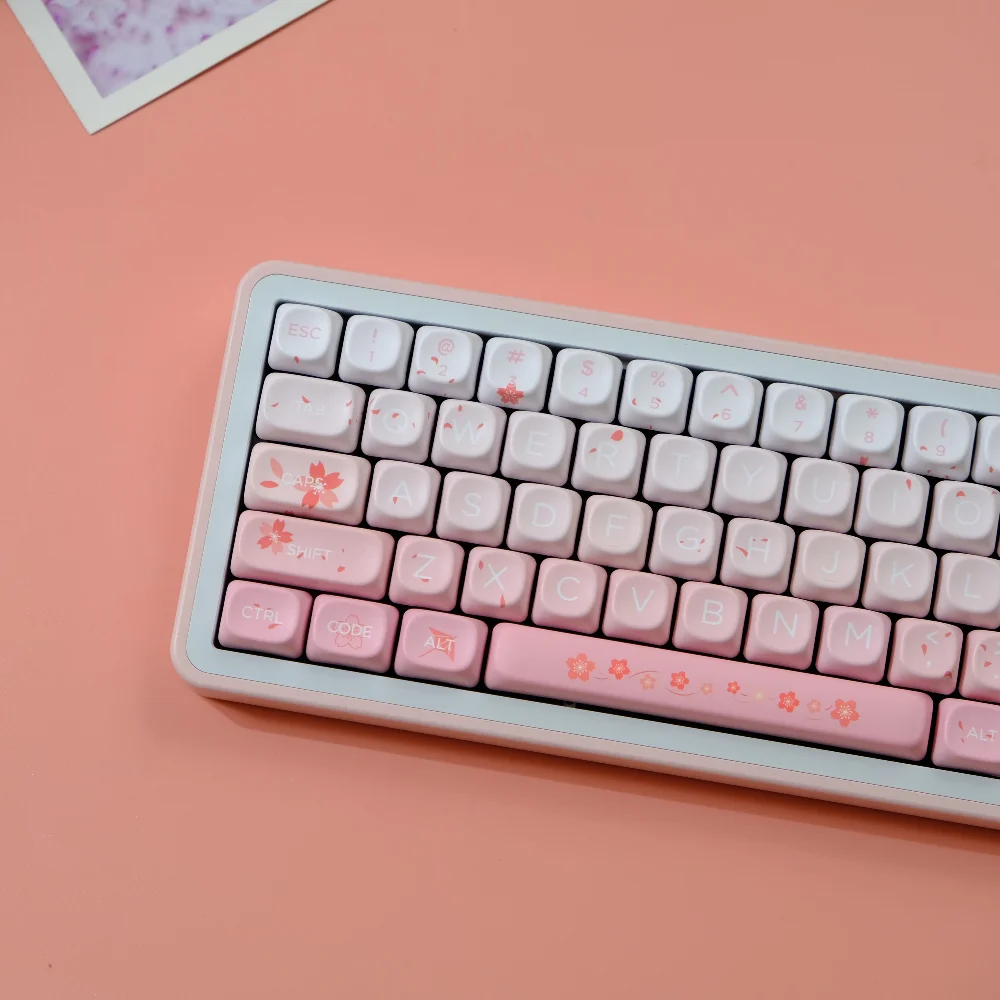 132 teclas caídas Sakura Keycaps XOA MOA perfil rosa redondo PBT Keycap Dye Sub para teclado mecánico MX F75 87 61 66 96 98 108