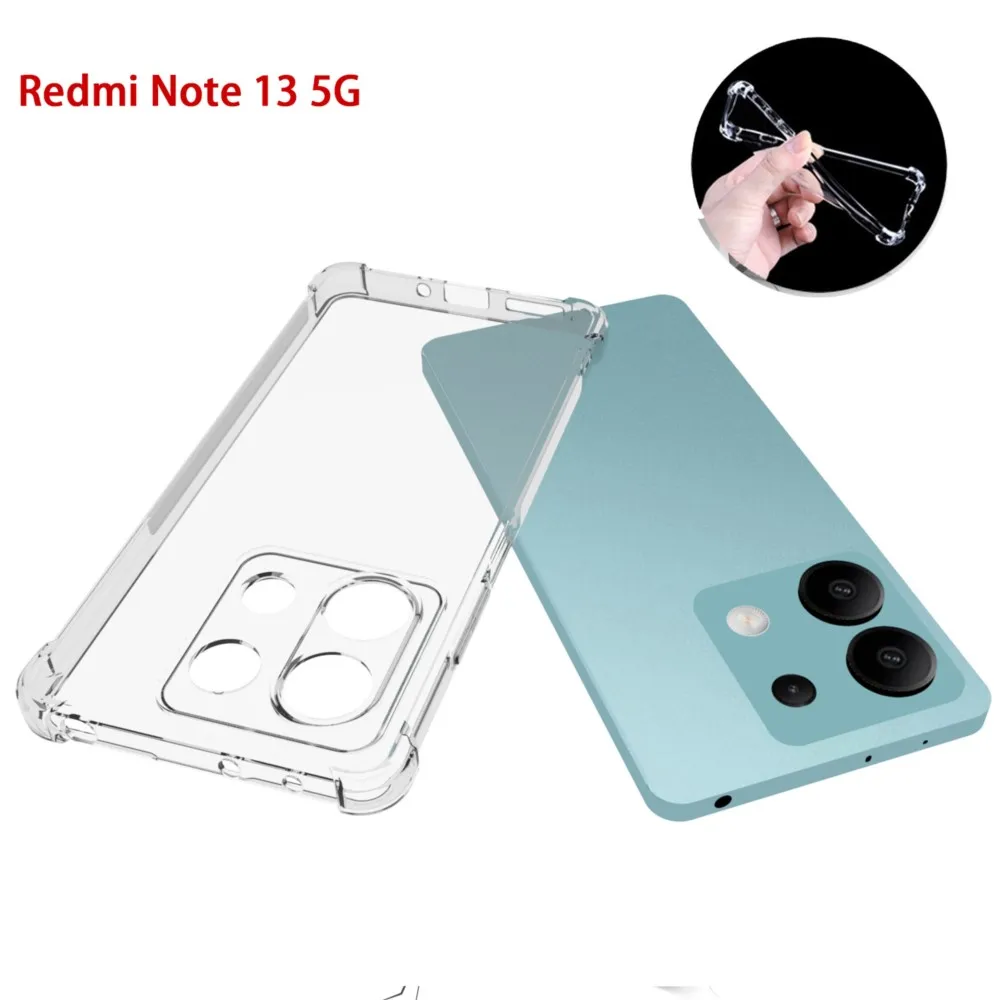 Para Xiaomi Redmi Note 13 5G funda de teléfono de silicona transparente gruesa a prueba de golpes para Redmi Note 13 5G funda transparente