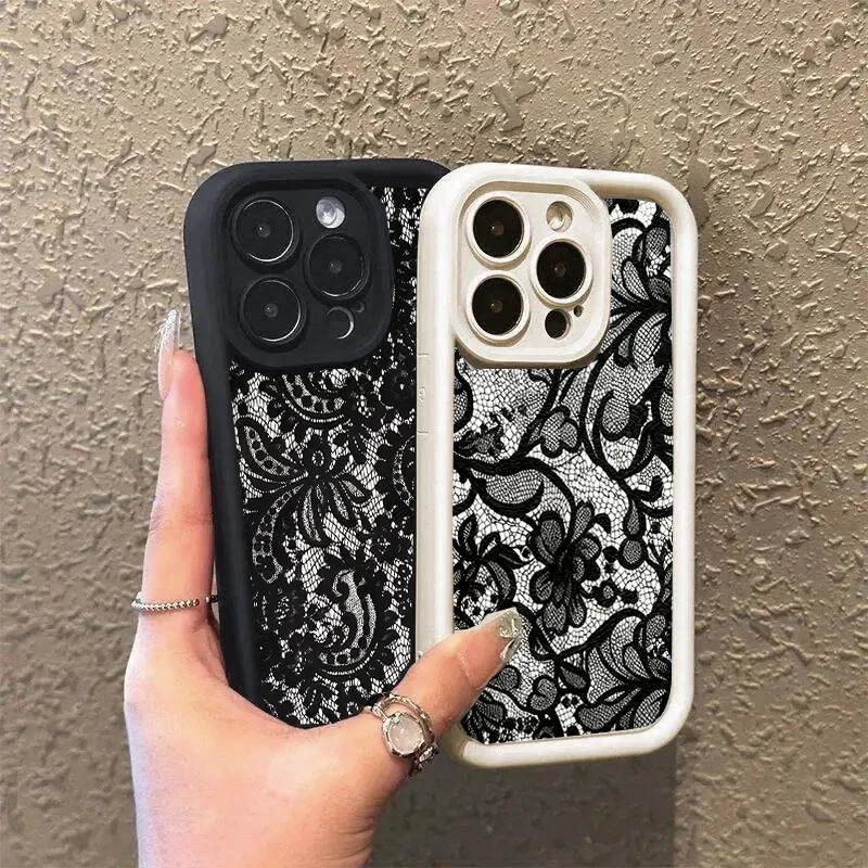 Funda para Oneplus 15 13 13T 12 12R 11 11R 10R 8T OnePlus NORD CE 6 5 2 3 4 LITE 5G NORD 5 cubierta Retro con patrón de encaje negro Couqe - imagen 2