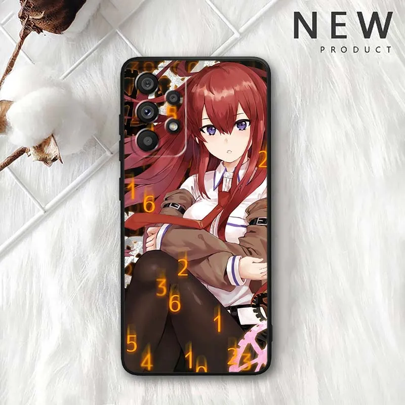 Kurisu Makise funda de Anime para Samsung Galaxy A54 A55 A56 A70 A71 A72 A73 J4 J6 M02 M11 M12 5G funda de teléfono negra - imagen 5