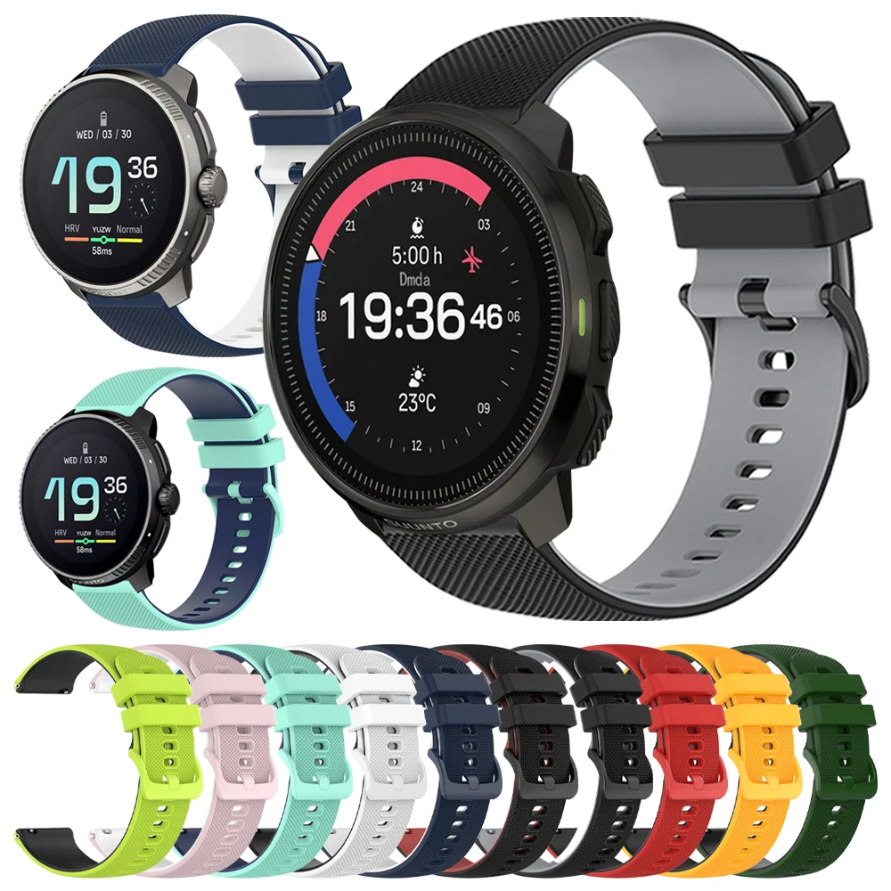 Correa de reloj de silicona de dos tonos de 22mm para SUUNTO RACE S OCEAN VERTICAL pulsera suave para SUUNTO 5/5 PEAK 9 PEAK PRO/DLC Correa deportiva