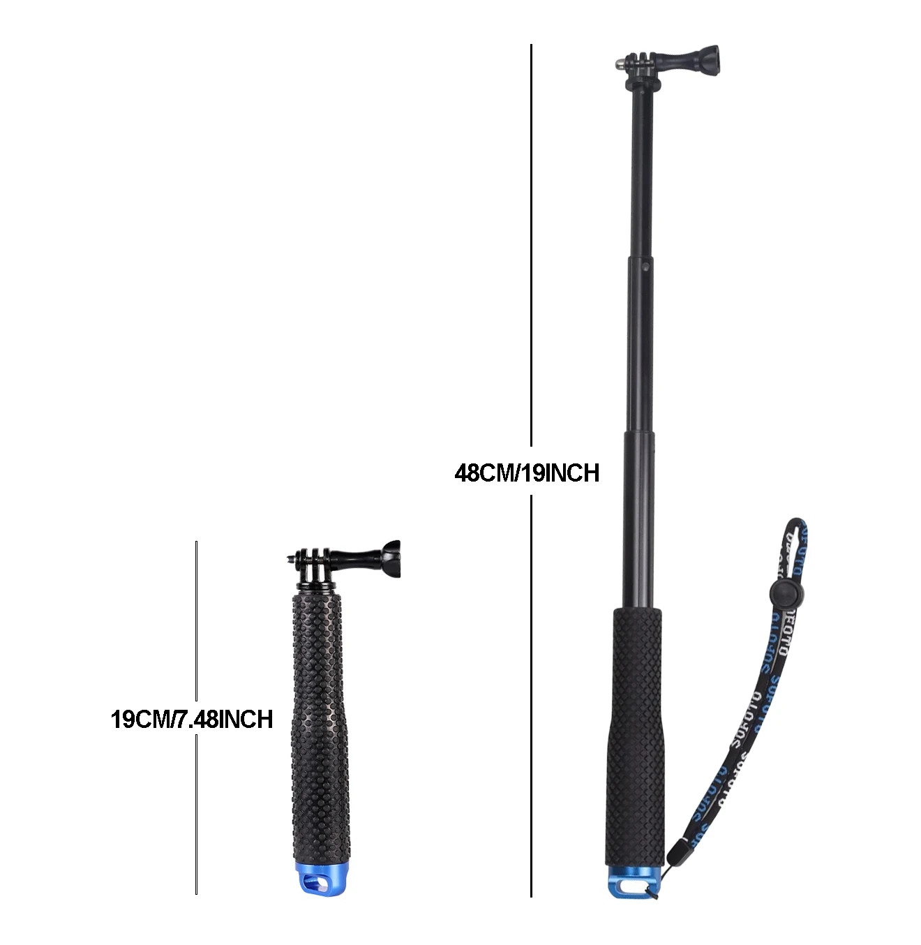 Palo de Selfie de mano extensible de aluminio, palo telescópico para GoPro Hero 13, 12, 11, 10, 9, 8, Insta360, X4, DJI Osmo Action 5 Pro 4 - imagen 3