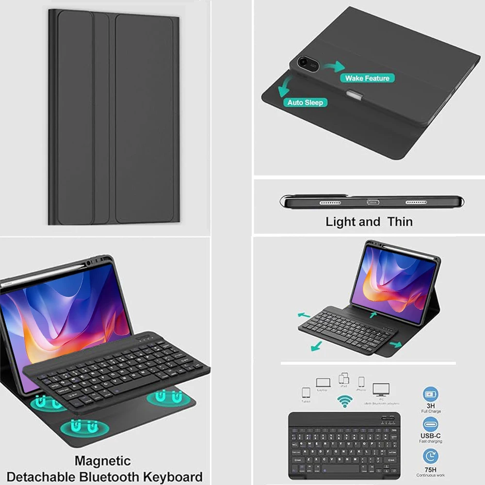 Funda para Redmi Pad 2 11 pulgadas 2025, funda con teclado Bluetooth para Xiaomi Redmi Pad 2 11 pulgadas - imagen 3