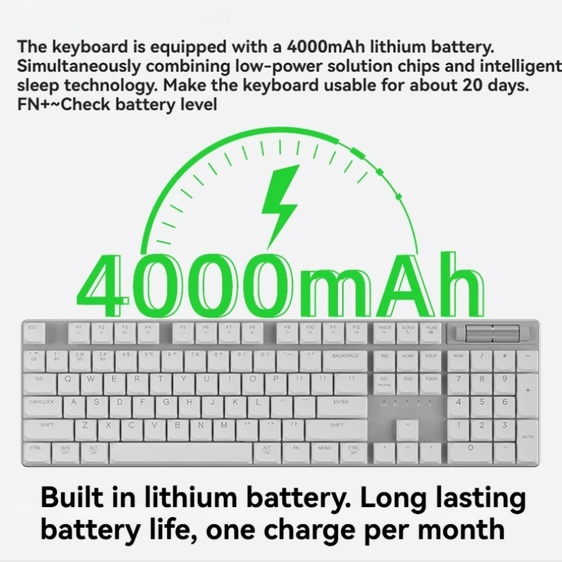 Teclado mecánico de perfil bajo Work100, teclado mecánico ergonómico de juego inalámbrico RGB de tres modos personalizado, intercambiable en caliente, 104 teclas - imagen 5