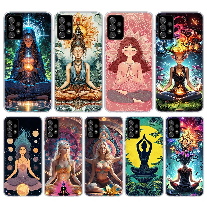 Funda de teléfono de silicona para chica, meditación, Yoga, para Samsung Galaxy Note 20 Ultra 9 8 10 Pro S10 Lite S9 Plus S8 + S7 Edge