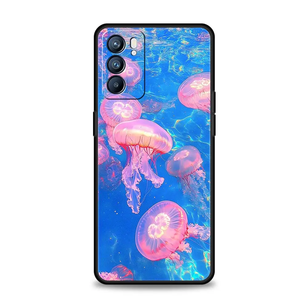 Funda oceánica de medusas rosas para Oppo Reno14 Reno13 Reno12 11 F 10 Find X5 X9 Pro A54 5G A53 A52 A9 A78 4G A79 A80 A98 - imagen 2