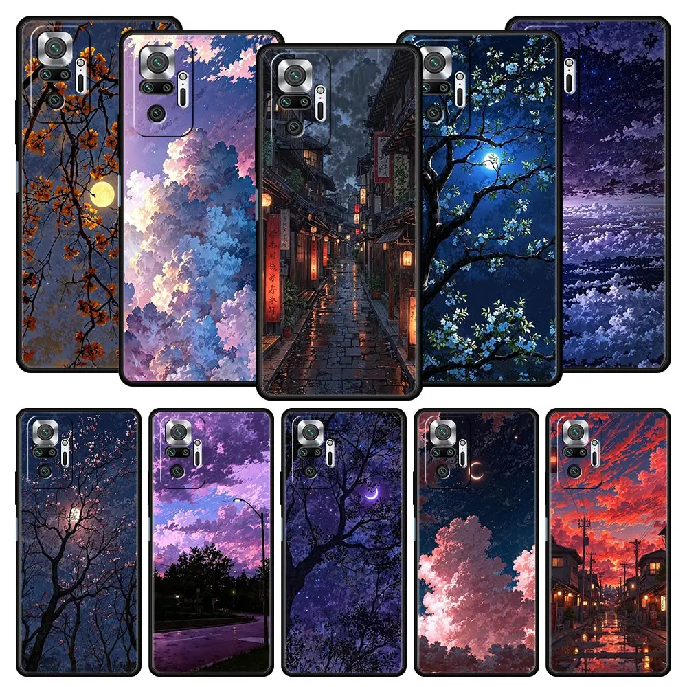 Funda de teléfono con pintura brillante al atardecer para Xiaomi Redmi Note 14, 13, 12, 5G, 11, 10 Pro Plus, 4G, 9S, 14C, 13C, 12C, 10C, 9C, 9A